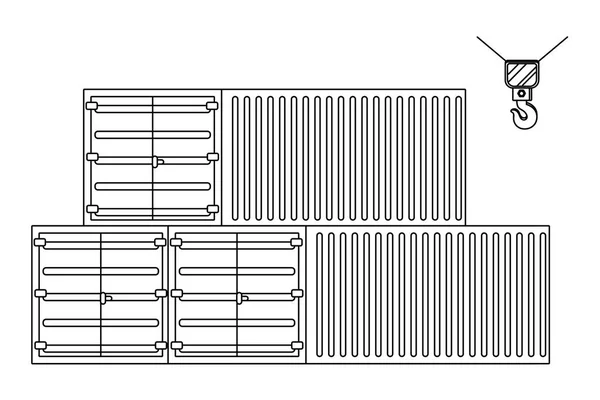 Значок вантажних контейнерів в чорно-білому — стоковий вектор