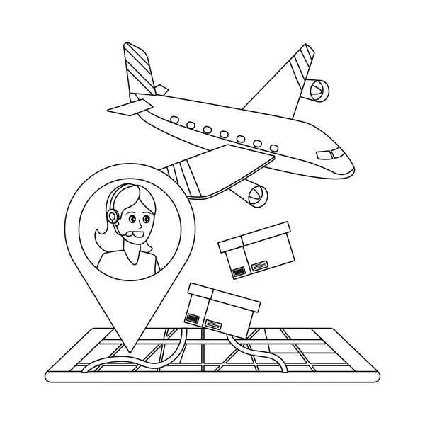 Support client logistique service dessin animé — Image vectorielle