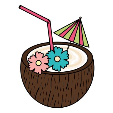 Tropikal Hindistan cevizi kokteyl simge yaz