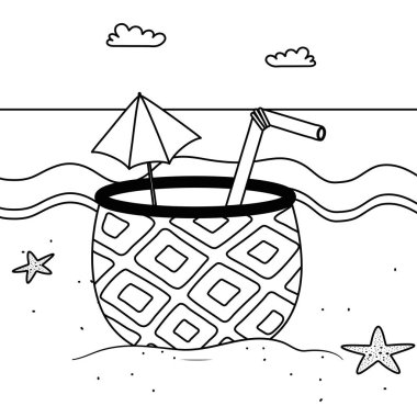İzole ananas kokteyl tasarım vektör