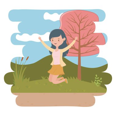 Genç kız karikatür tasarım vector Illustrator