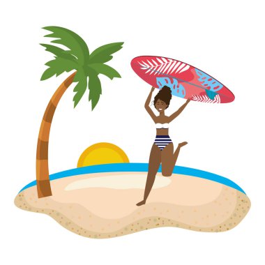 Yüzme giyim tasarımı ile kız