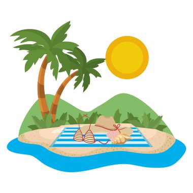 Yaz ve tatil simgesi set tasarım