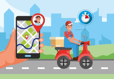 Paket taşıma servisiyle teslimatçı