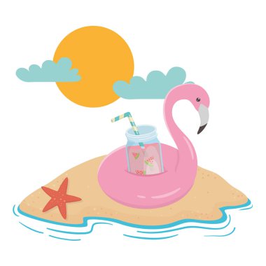 Yaz ve tatil simgesi set tasarım