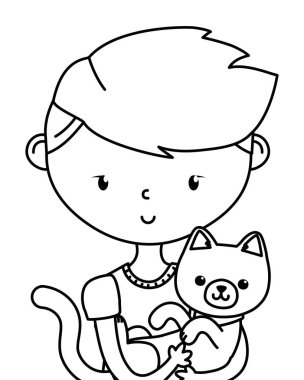 Kedi karikatür tasarımı ile çocuk