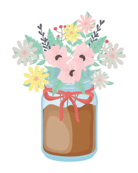 Flowers and leaves inside vase vector design — Stock Vector