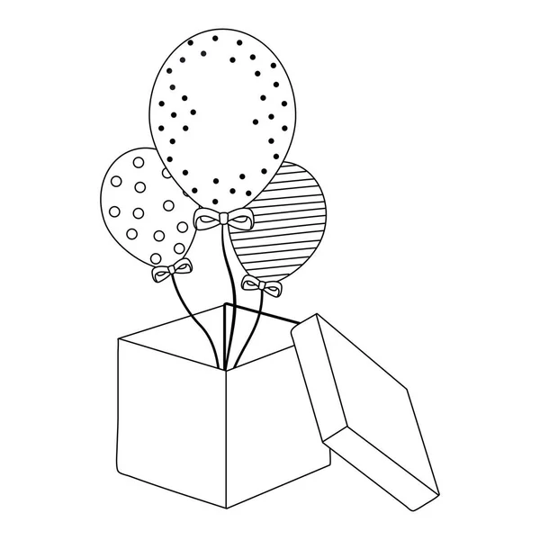 Isolierte Party-Luftballons im Box-Design — Stockvektor