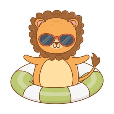 sevimli aslan yaz zamanı karikatür zevk