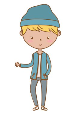 Genç çocuk karikatür tasarım vector Illustrator
