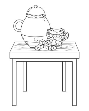 İzole şeker kase ve kahve fincanı tasarımı