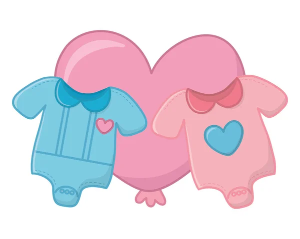 Baby clothes and heart shaped balloon — Wektor stockowy