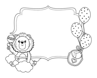 Aslan ve bebek sembolü tasarım duş