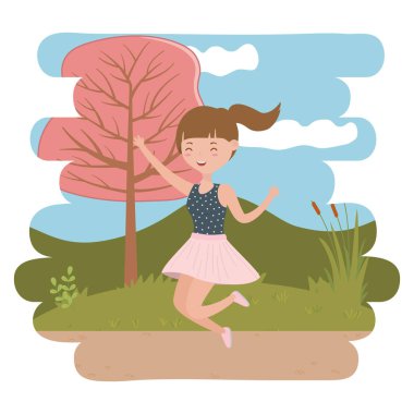 Genç kız karikatür tasarım vector Illustrator