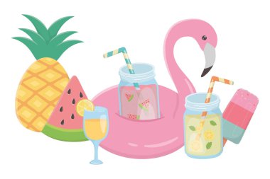 Yaz ve tatil simgesi set tasarım