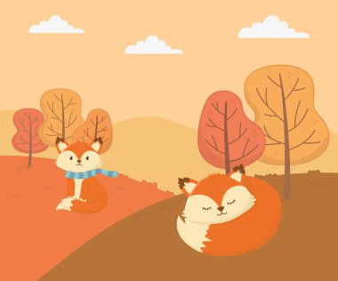 Şirin hayvan yaprakları Merhaba sonbahar