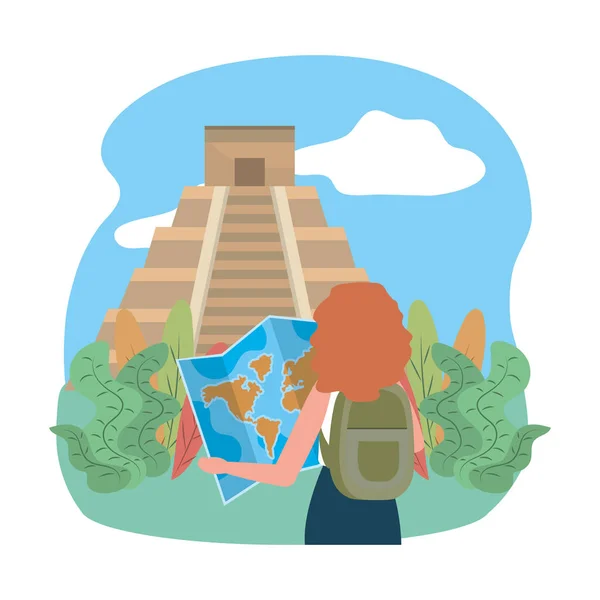 Kukulkan pyramid landmark design vector illustration — Stock Vector