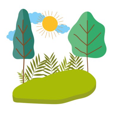 İzole soyut ve mevsim ağaçları tasarımı