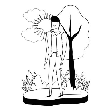 Isolated avatar man in park vector design