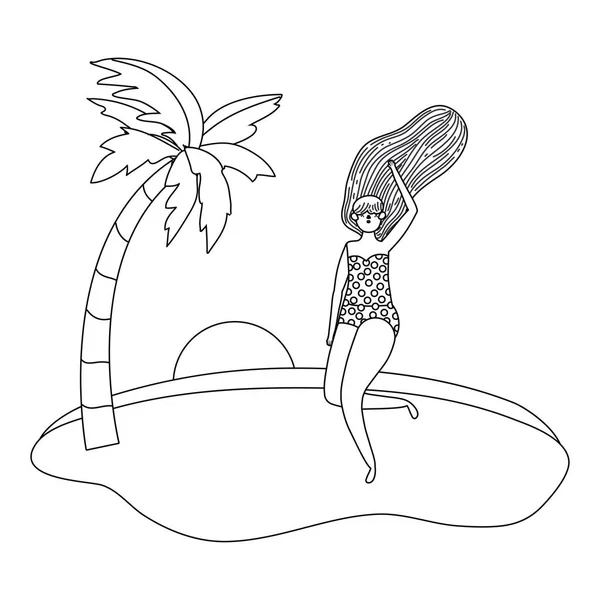 Девушка с дизайном летних купальников — стоковый вектор