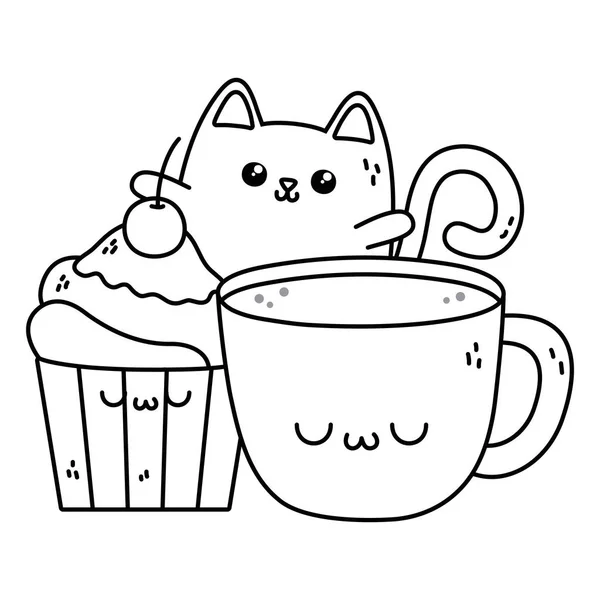 Kawaii de desenho animado de gato —  Vetores de Stock