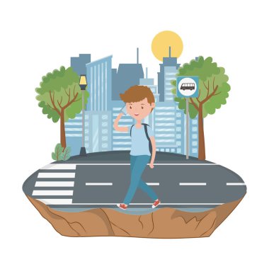 adam karikatür ve otobüs stop tasarım