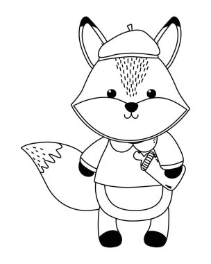 İzole edilmiş yavru tilki çizgi film tasarımı