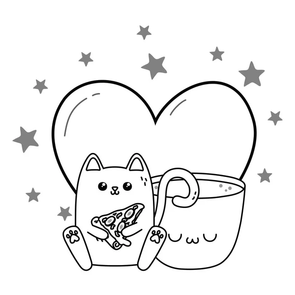 猫卡通设计的Kawaii — 图库矢量图片
