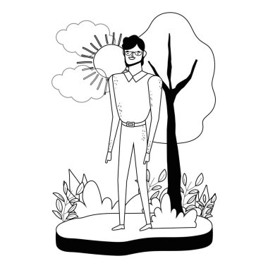 Isolated avatar man in park vector design