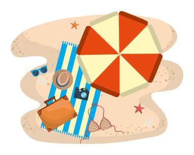 Yaz ve tatil simgesi set tasarım