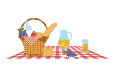 İzole piknik sepeti tasarım vektör