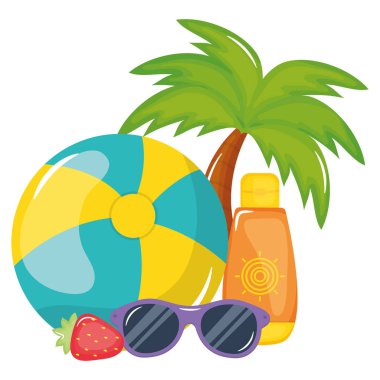 güneş engelleyici ve güneş gözlüğü ile plaj balonu