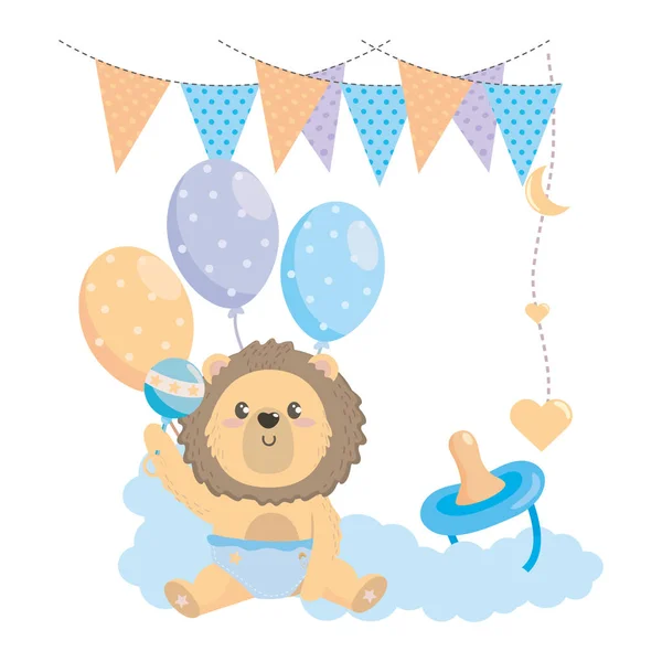 Baby shower symbol och lejon design — Stock vektor