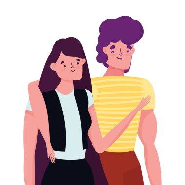 Kadın ve erkek karikatür tasarım çift