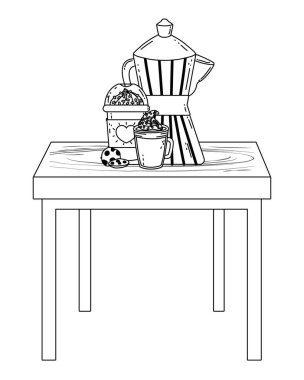 Isolated coffee maker and mug vector design