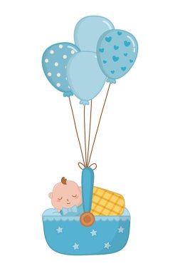 Bebek uyku vektörü illüstrasyonuyla beşikte