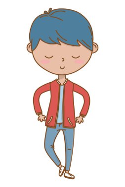 Genç çocuk karikatür tasarım vector Illustrator