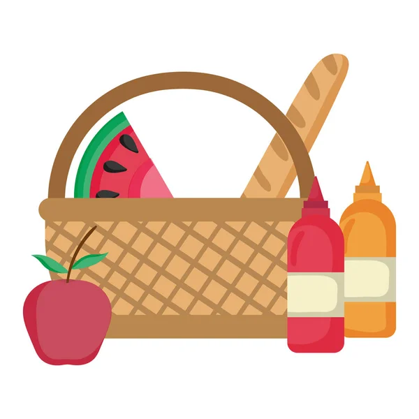 Geïsoleerde picknick mand ontwerp vector illustratie — Stockvector