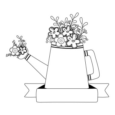 Çiçek ve yapraklar içinde sulama tasarlayabilir