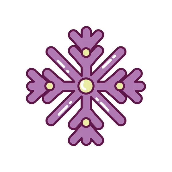 Purple snowflake decoration merry christmas icon — Image vectorielle