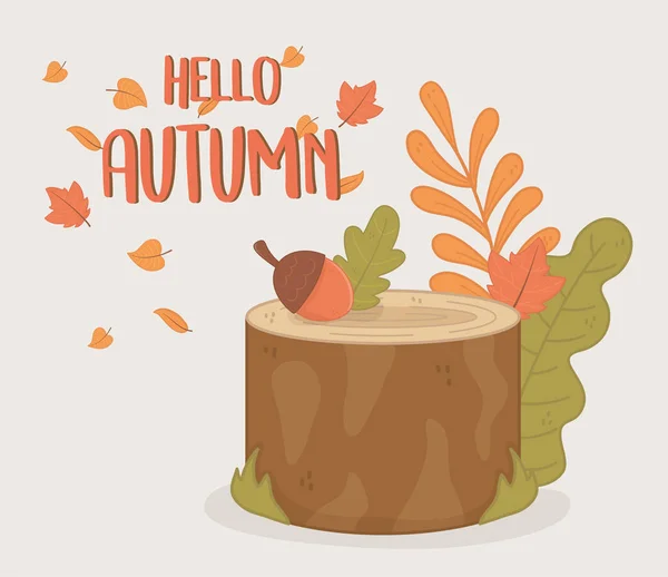 Autumn season trunk and leafs — стоковый вектор
