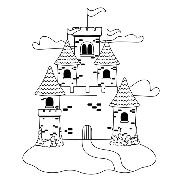 Castillo aislado con banderines diseño vector ilustración — Vector de stock