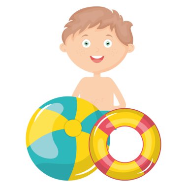 little boy with swimsuit and float lifeguard