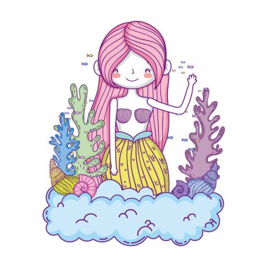 Deniz yosunu fairytale karakter ile güzel deniz kızı