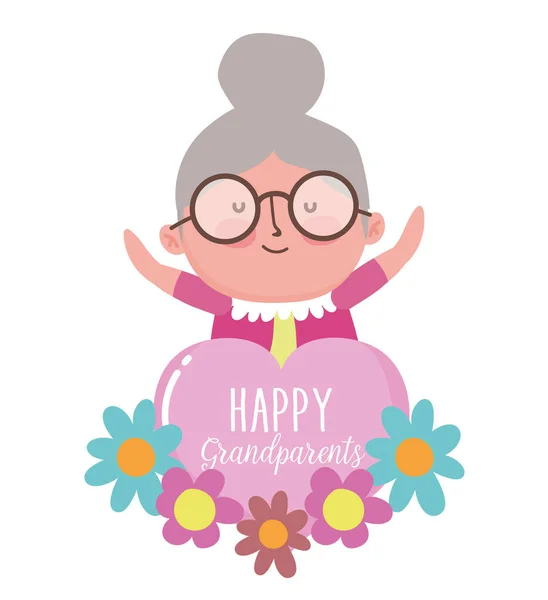 Felices abuelos día dibujos animados diseño — Vector de stock