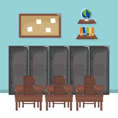 schooldesk sahnesi ile okul sınıfı