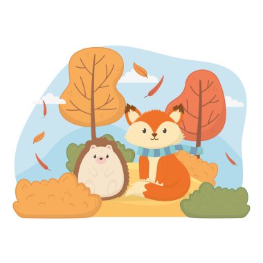 Şirin hayvan yaprakları Merhaba sonbahar