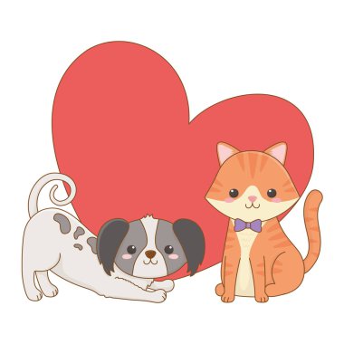 İzole kedi ve köpek karikatür tasarım