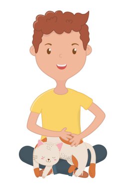 Kedi karikatür tasarımı ile çocuk