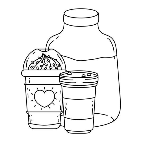 Iced coffee mug and milk vector design — Stock Vector